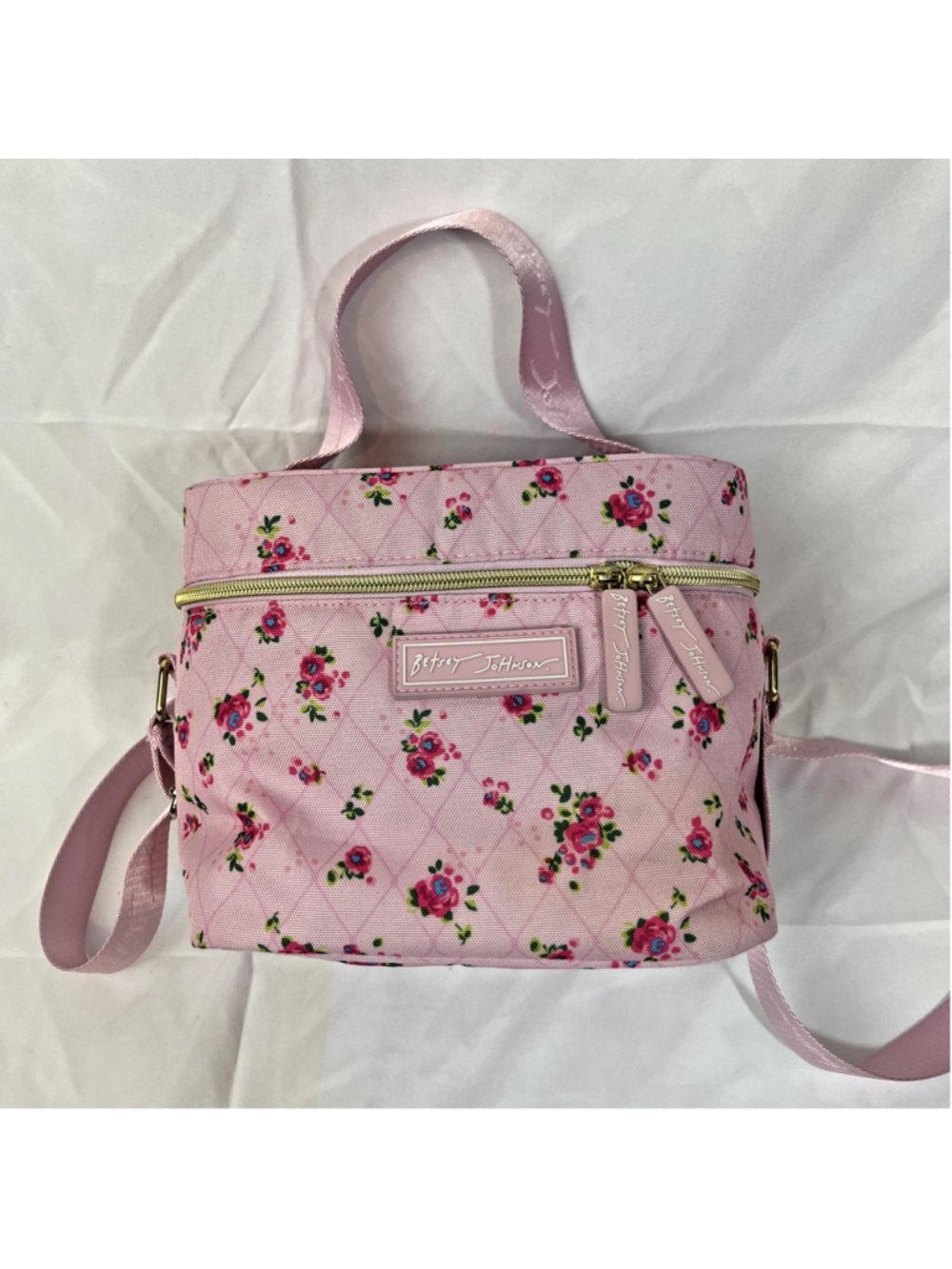 Betsey Johnson Rose Print 6 Pk Insulated Lunch Bag Train Case Cooler Crossbody